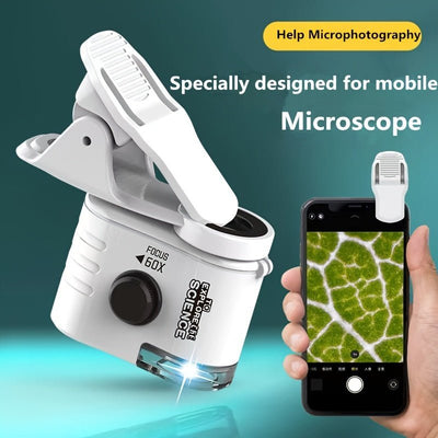 Mini Mobile Phone Microscope, 60x Pocket Microscope,